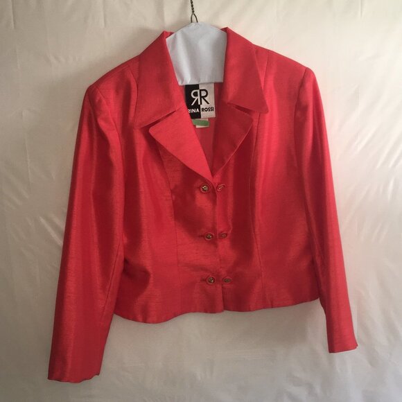 Rina Rossi Jacket Size 12 Bright Orange - Picture 1 of 10